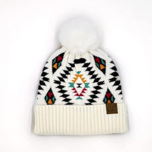 Load image into Gallery viewer, CC South Western Pattern Faux Fur Pom Beanie
