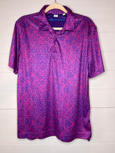 Load image into Gallery viewer, Medium Robert Graham Men&#39;s Classic Fit Downdrift Pink Purple Moisture Wick Short Sleeve Polo Shirt
