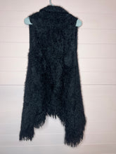 Load image into Gallery viewer, One Size Donna Dioza Black Fringe Sleeveless Cardigan Sweater
