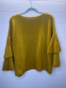 XL Madewell Wool Blend Boho Ruffle Sleeve Sweater