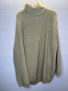 Large Scoop Brown Turtle Neck Sweater Dress/ Tunic