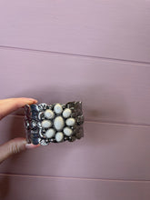 Load image into Gallery viewer, Silver White Stone Cuff Bracelet
