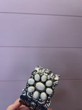 Load image into Gallery viewer, Silver White Stone Cuff Bracelet
