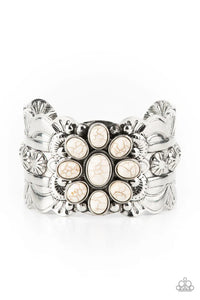 Silver White Stone Cuff Bracelet