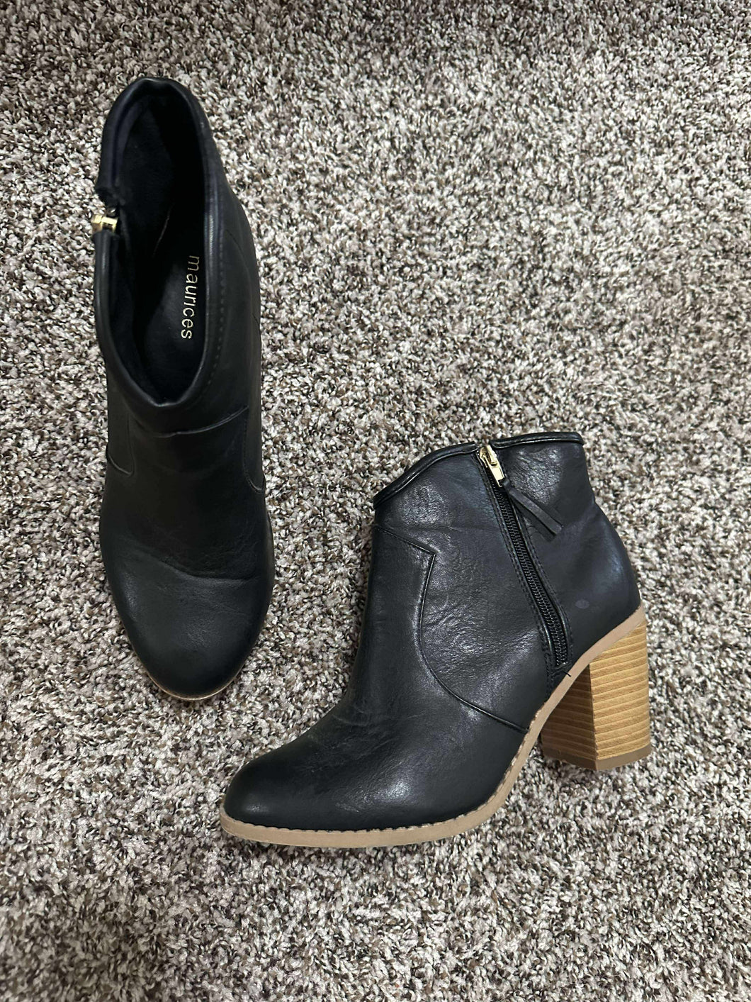 Size 9 Maurice’s Black Heeled Ankle Booties