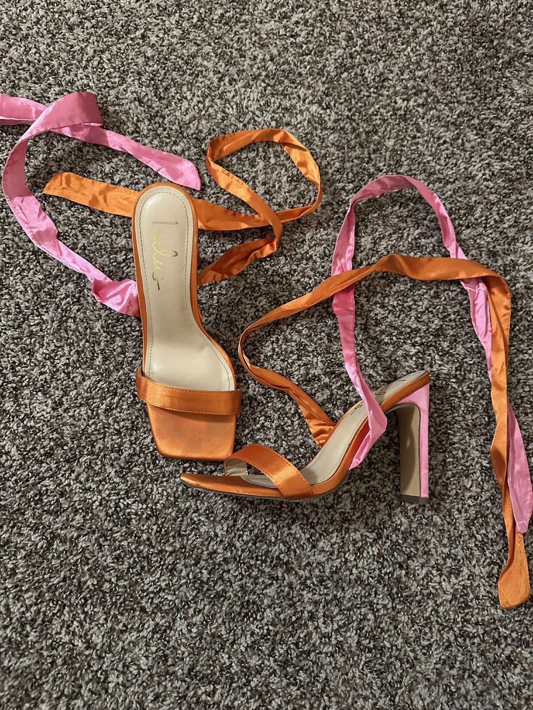 8 Lulus Pink & Orange Tie Up Heels