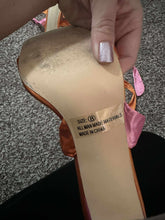 Load image into Gallery viewer, 8 Lulus Pink &amp; Orange Tie Up Heels
