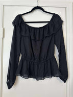 Medium Black Boho Ruffle Top