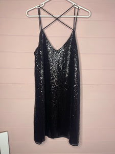Large Impressions Boutique NWT Black Sequin Strappy Slip Dress
