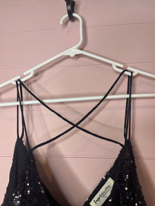 Large Impressions Boutique NWT Black Sequin Strappy Slip Dress