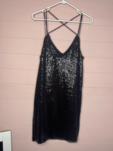 Load image into Gallery viewer, Large Impressions Boutique NWT Black Sequin Strappy Slip Dress
