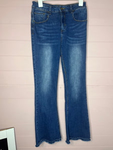 Size 28 A Loves A Stretchy Boot Cut Raw Hem Denim Jeans