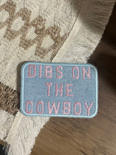 Load image into Gallery viewer, Vintage Light Wash Wrangler Denim Dibs On The Cowboy Embroidered Iron On Patch
