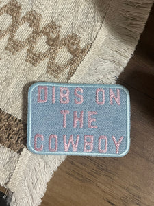 Vintage Light Wash Wrangler Denim Dibs On The Cowboy Embroidered Iron On Patch