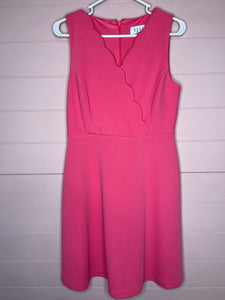 Size 6 Elle Pink Scalloped Neck Dress