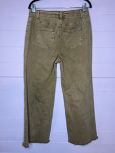 XL Zenana Acid Wash High Rise Frayed Hem Straight Denim Jeans