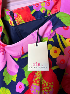 Size 16 Trina Turk NWT Plus Size  Kanan Square Neck Ruffle Sleeve Shift Dress