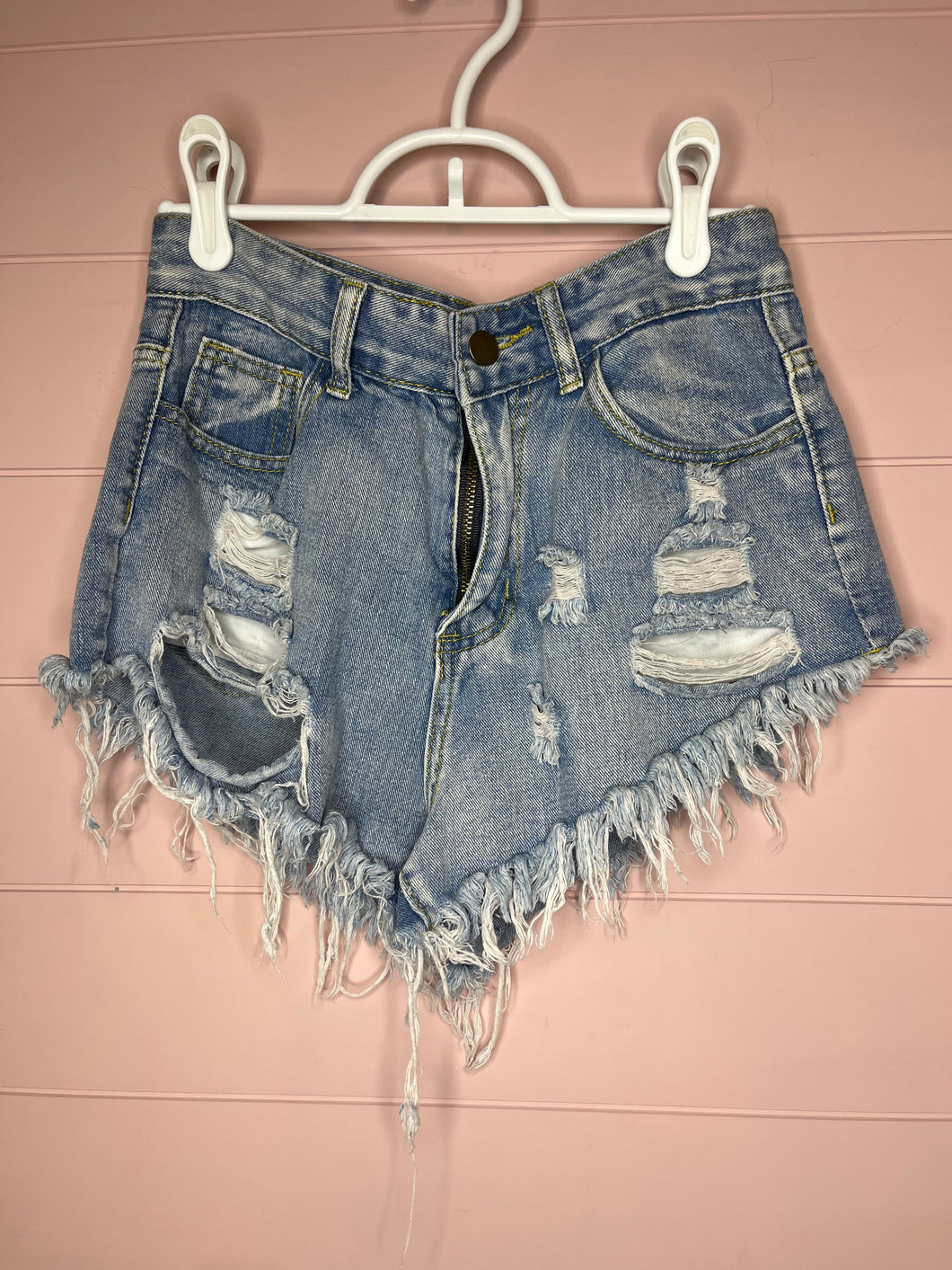 XS SHEIN Distressed Denim Shorts