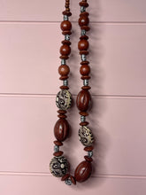 Load image into Gallery viewer, Silver Wooden Boho Beaded Necklace
