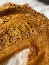 Load image into Gallery viewer, Small Haute Monde Golden Yellow Lace Boho Sheer Top
