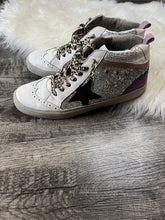 Load image into Gallery viewer, Size 10 Shu Shop Silver Glitter Leopard High Top Sneakers
