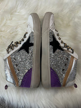 Load image into Gallery viewer, Size 10 Shu Shop Silver Glitter Leopard High Top Sneakers
