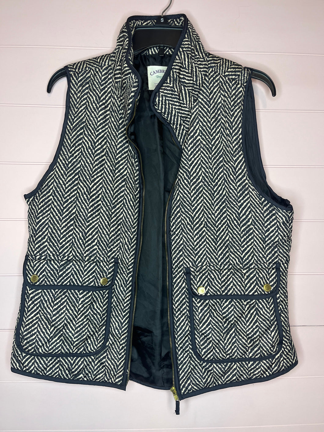 Large Cambridge Black & Tan Quilted Puffer Vest