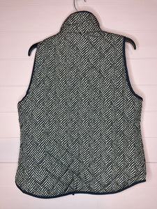 Large Cambridge Black & Tan Quilted Puffer Vest