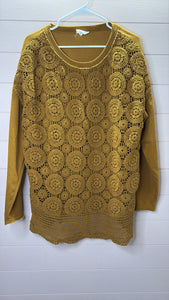 1X Heyson Mustard Boho Lace Sweatshirt