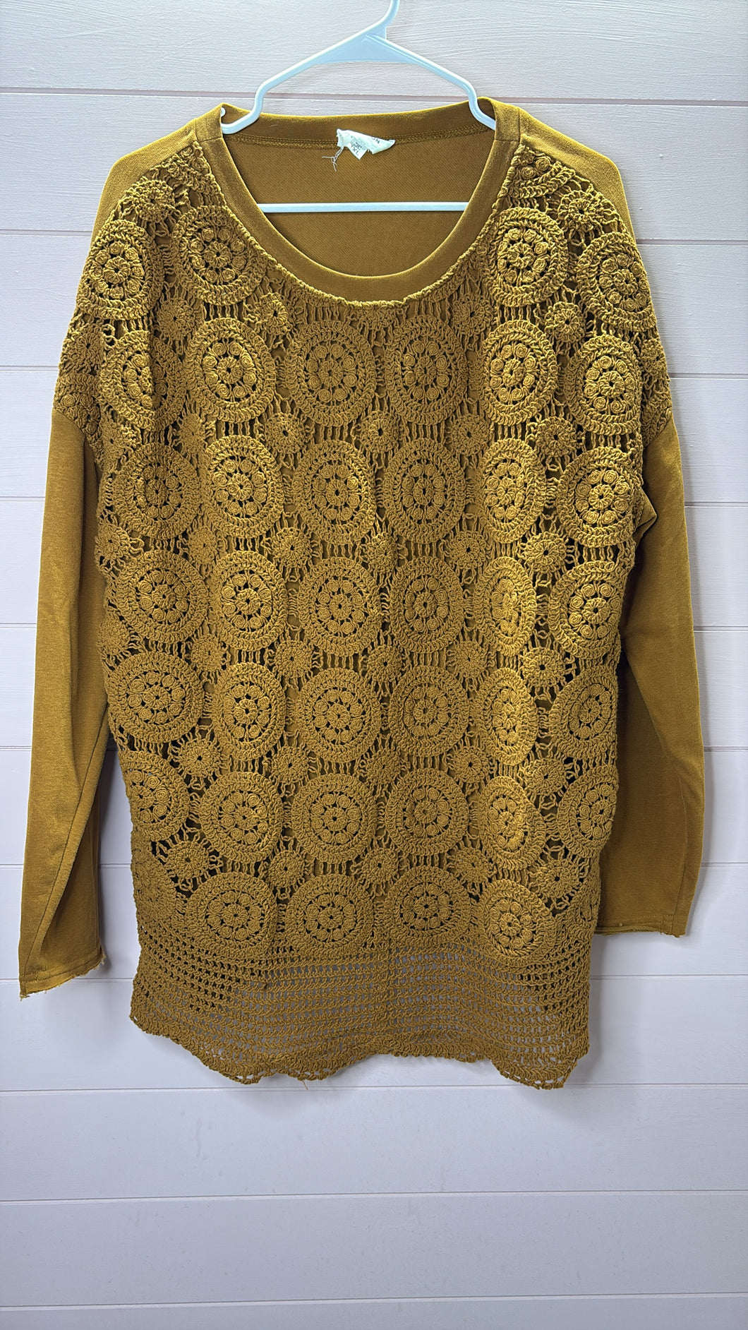 1X Heyson Mustard Boho Lace Sweatshirt