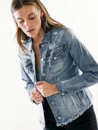 Small Anthropologie BlankNYC Distressed Raw Hem Denim Jacket