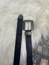 Load image into Gallery viewer, Small/ Medium Black &amp; Silver Western Belt
