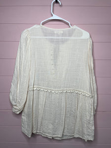 Large Max Studio Ivory Boho Top