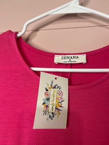 Small Zenana NWT Hot Pink Short Sleeve T-Shirt Dress