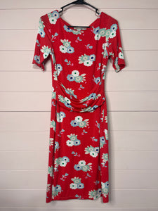 4R Boden Coral Floral Jersey Knit Dress