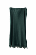 1X (16W-18W) Terra & Sky Dark Green Silk Lace Slip Skirt