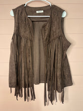 Load image into Gallery viewer, XL Hotouch Brown Fringe Suede Western Vest
