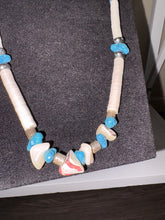 Load image into Gallery viewer, Boho Shell Turquoise Silver Necklace
