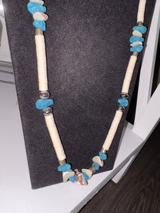 Boho Shell Turquoise Silver Necklace