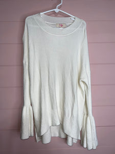 Girls Large GB Ivory Long Bell Sleeve Sweater