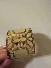Load image into Gallery viewer, Boho Western Ivory &amp; Gold Thick Bangle
