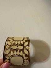 Load image into Gallery viewer, Boho Western Ivory &amp; Gold Thick Bangle

