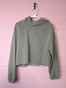 Medium Zara Green Cropped Hooded Sweatshirt