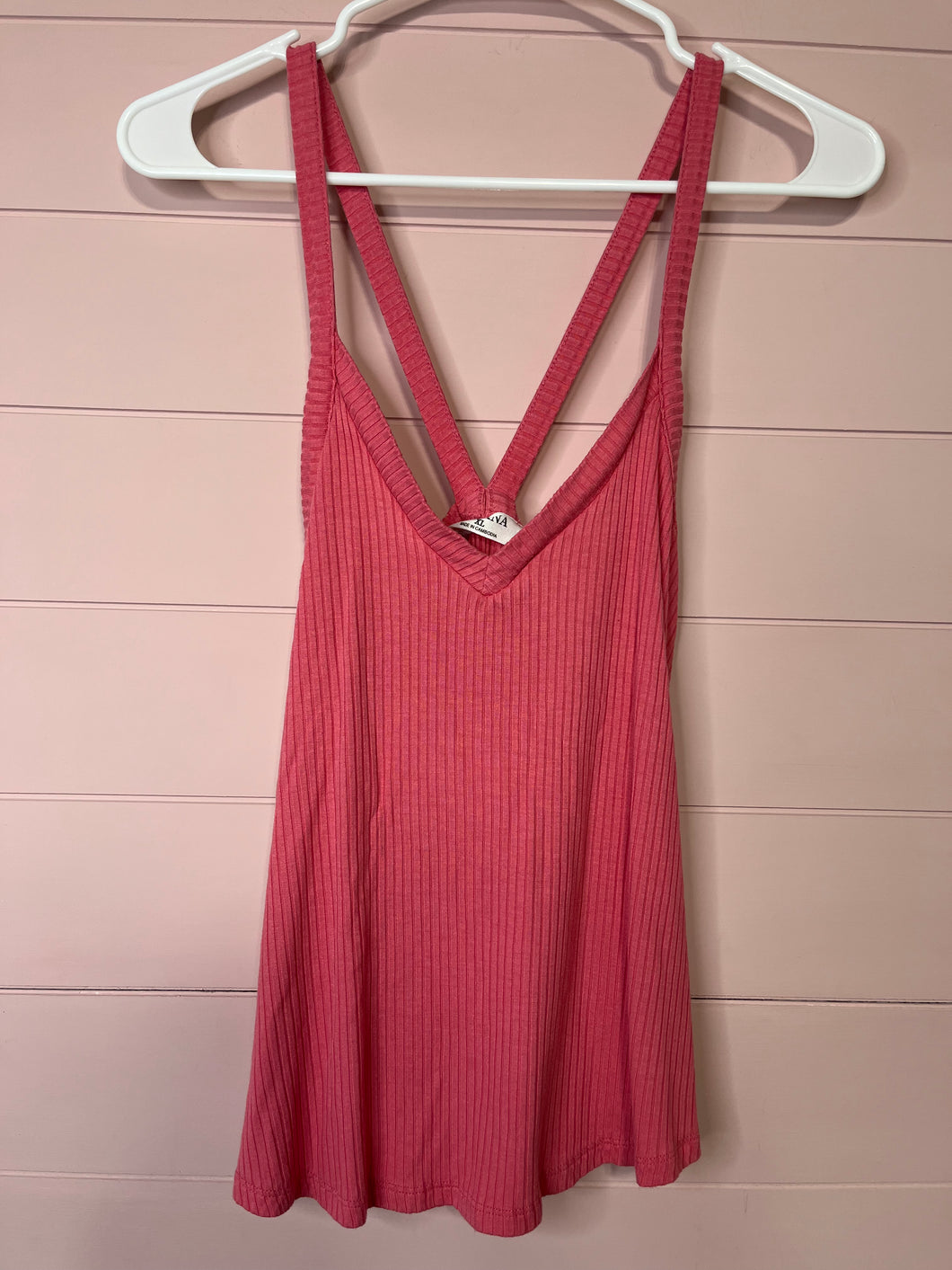 Xl Zenana Pink Ribbed Tank Top