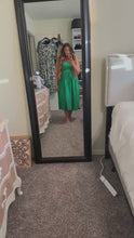 Load and play video in Gallery viewer, Large A New Day Green Eyelet Strap Midi Dress
