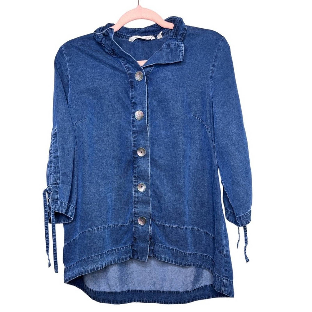 Petite Small Soft Surroundings Petite Denim Button Front Top
