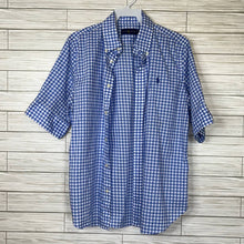 Load image into Gallery viewer, Kids Large Ralph Lauren Blue White Kids Short Sleeve Button Up Polo Shirt
