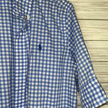 Load image into Gallery viewer, Kids Large Ralph Lauren Blue White Kids Short Sleeve Button Up Polo Shirt
