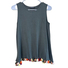 Load image into Gallery viewer, Medium Kim &amp; Cami Olive Green Multi Color Tassel Tank Top
