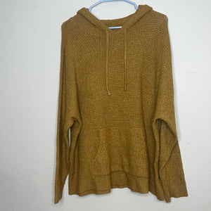 Large Aerie Golden Brown Waffle Knit Soft Hoodie Shirt